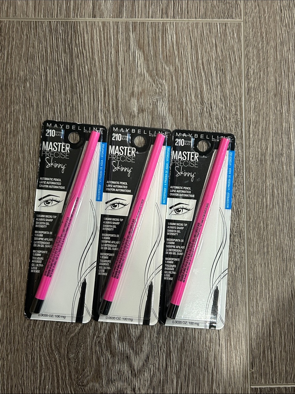 3X Maybelline Master Precise Skinny Automatic Eyeliner Pencil 210 defined black